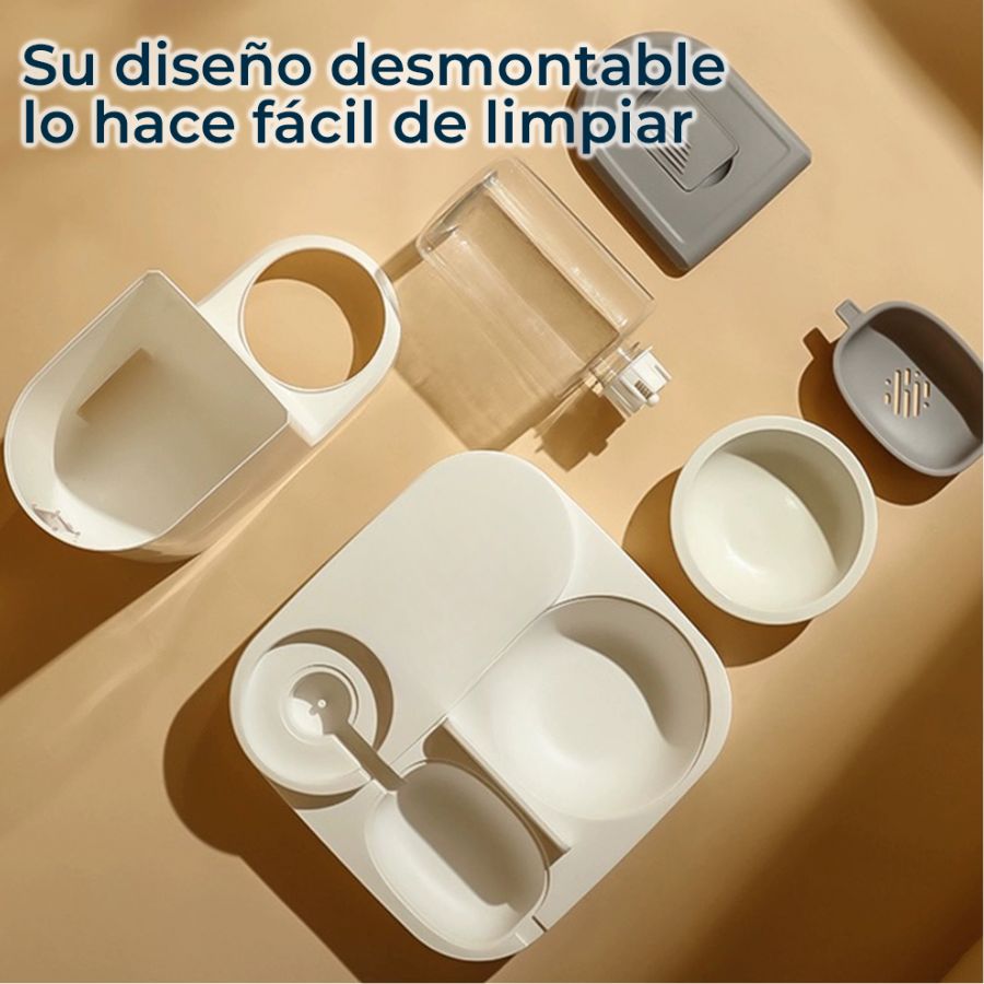 Alimentador Automático 2 en 1 para gatos y perros razas pequeñas Dispensador de Agua y Croquetas