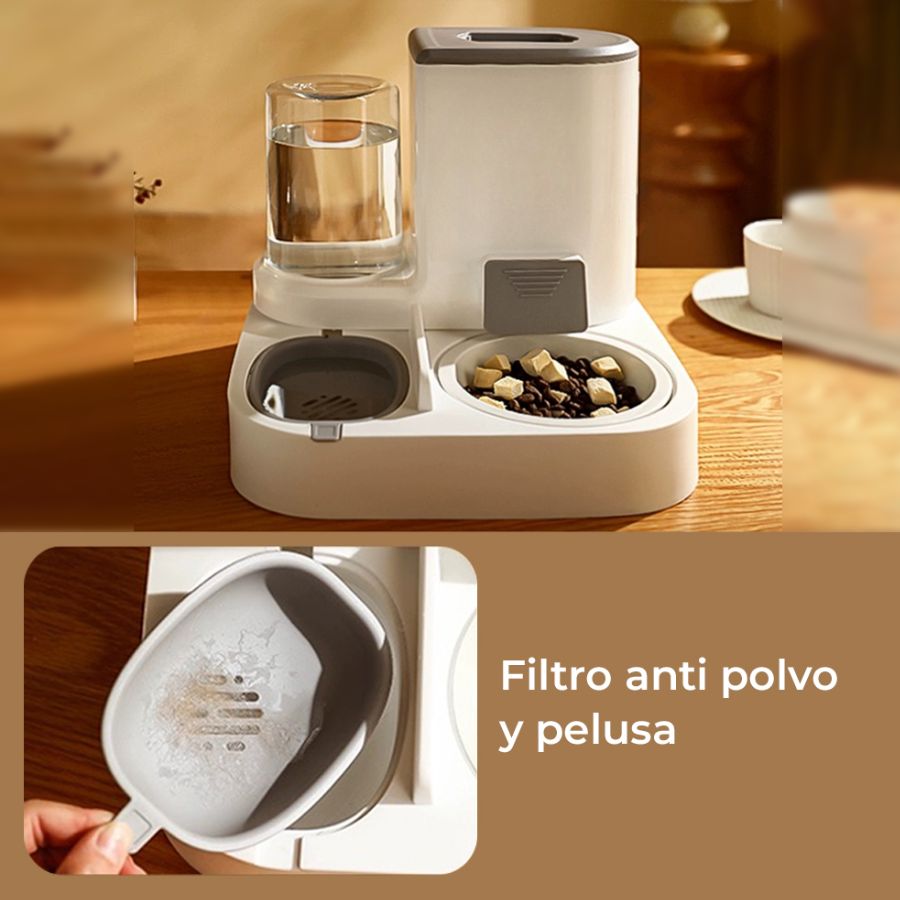 Alimentador Automático 2 en 1 para gatos y perros razas pequeñas Dispensador de Agua y Croquetas
