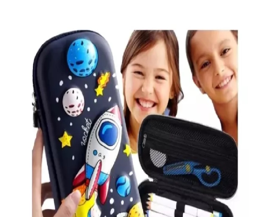 Jutang Lapicera 3d Estuche De Lápices Para Niños Cohete Color Negro