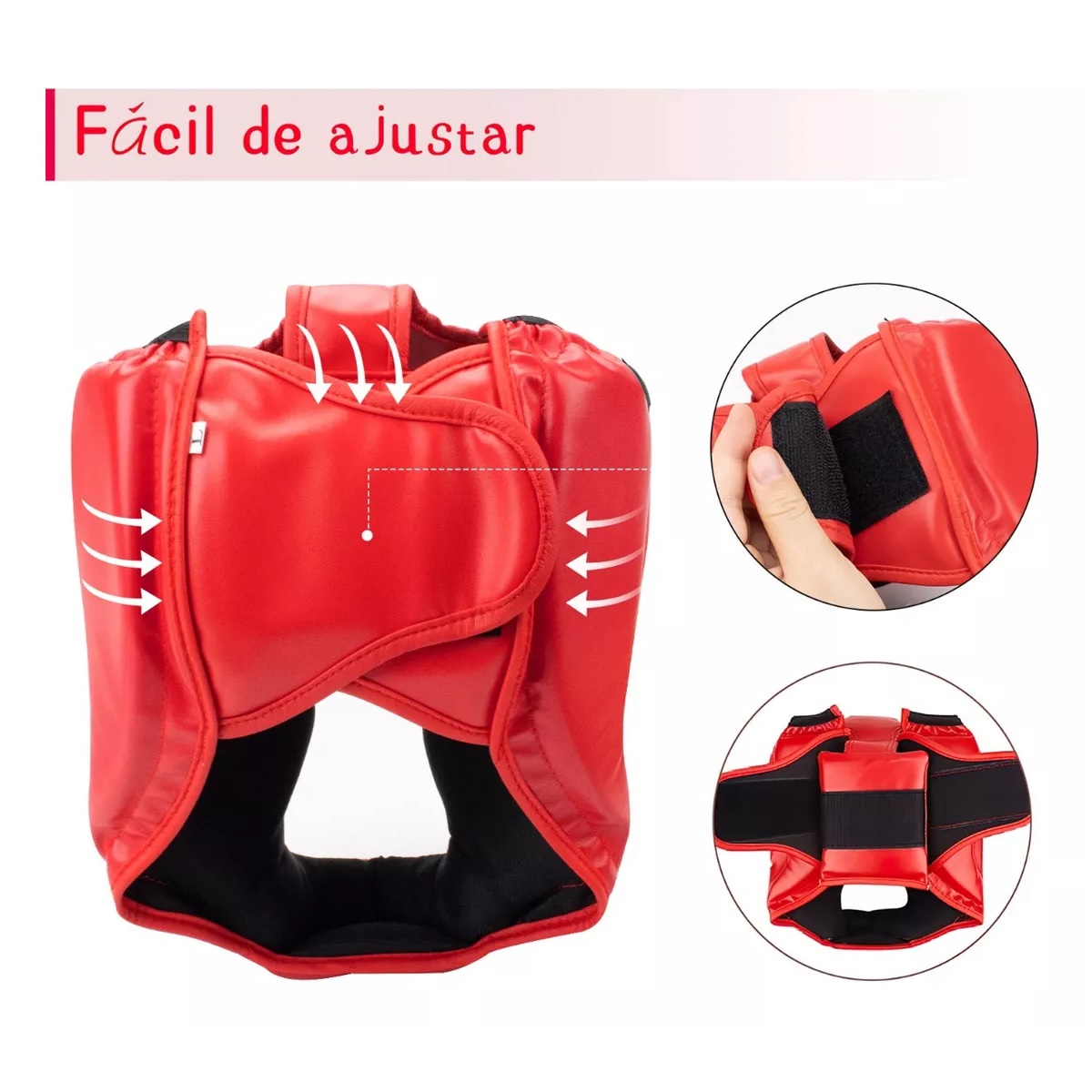 Careta Casco Para Boxeo Taekwondo De Barra Protector Cabeza Rojo