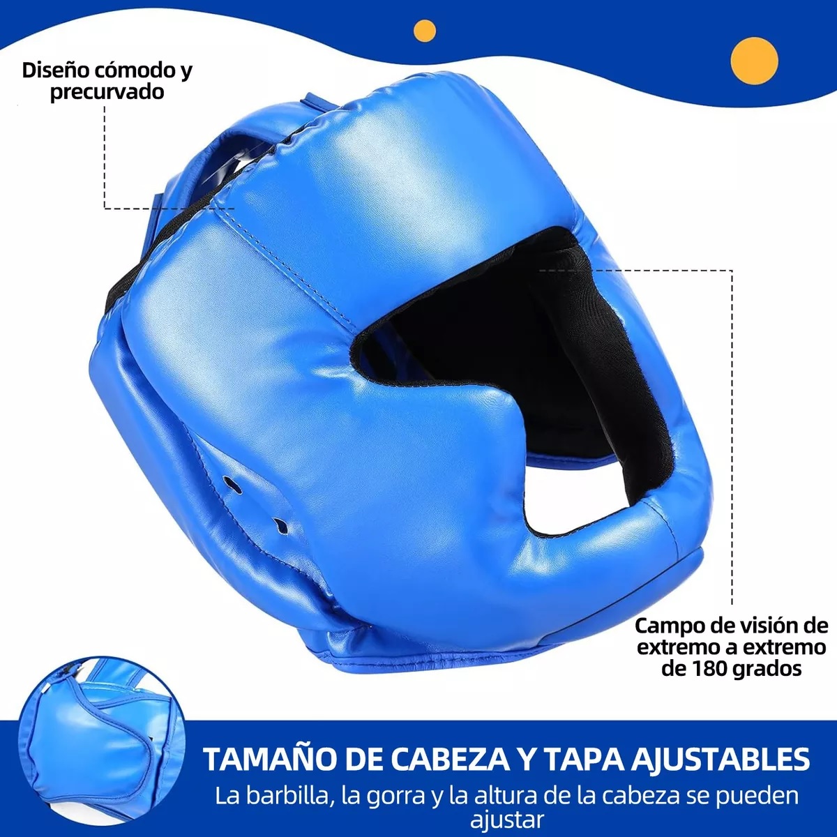Careta Casco Para Boxeo Taekwondo De Barra Protector Cabeza Azul