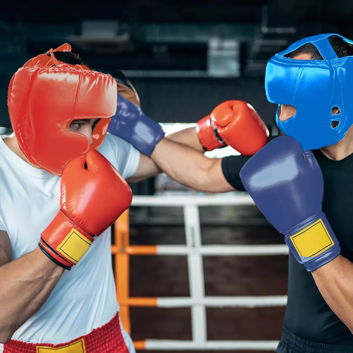 Careta Casco Para Boxeo Taekwondo De Barra Protector Cabeza Azul