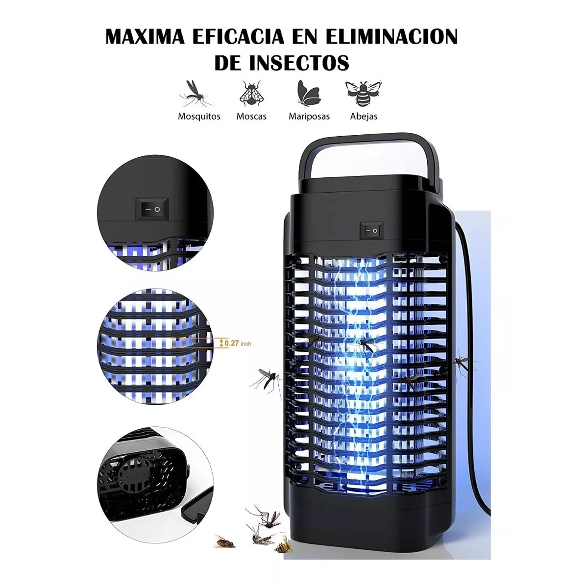 Lampara Uv Led Repelente Eléctrica Mata Moscas Mosquitos 18w