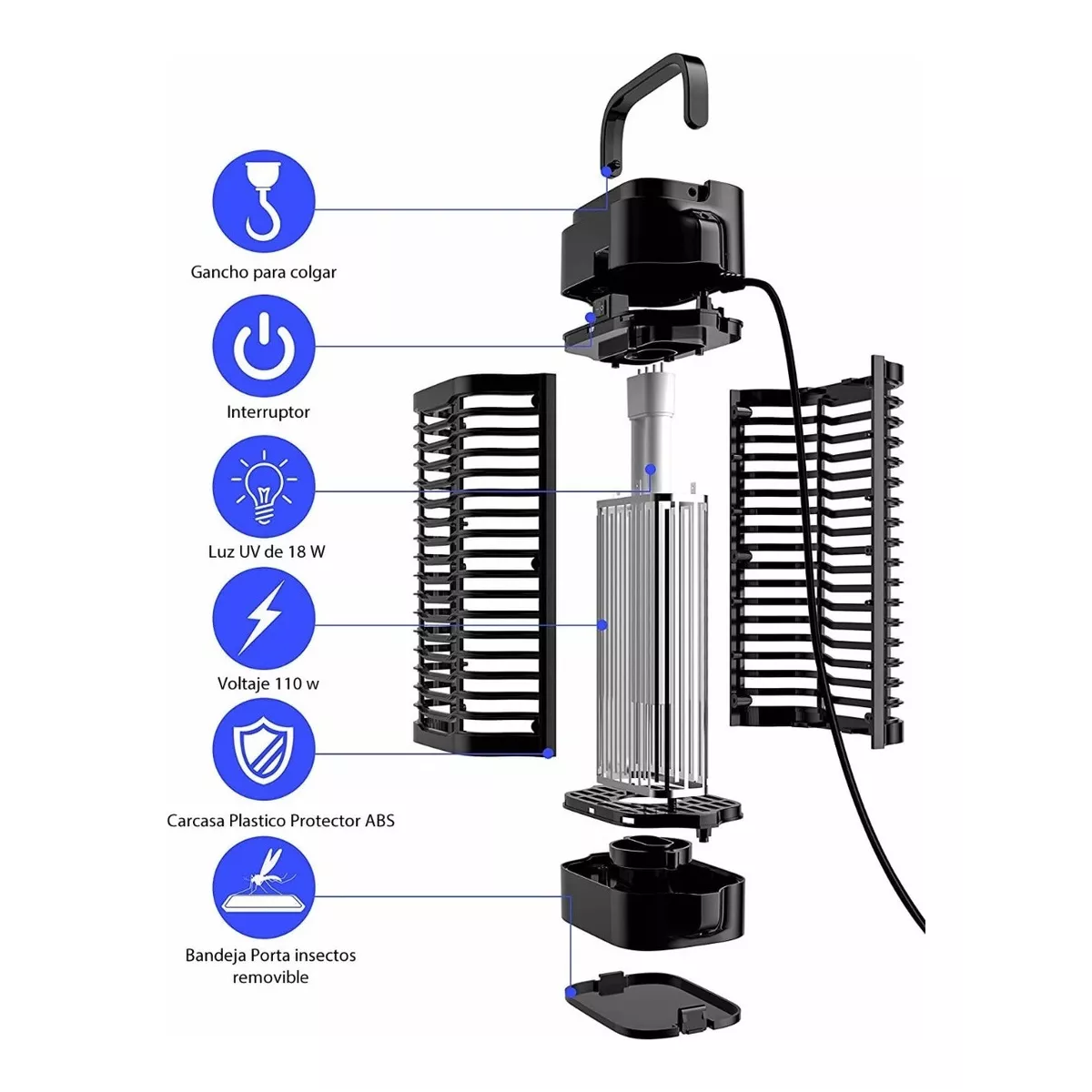 Lampara Uv Led Repelente Eléctrica Mata Moscas Mosquitos 18w