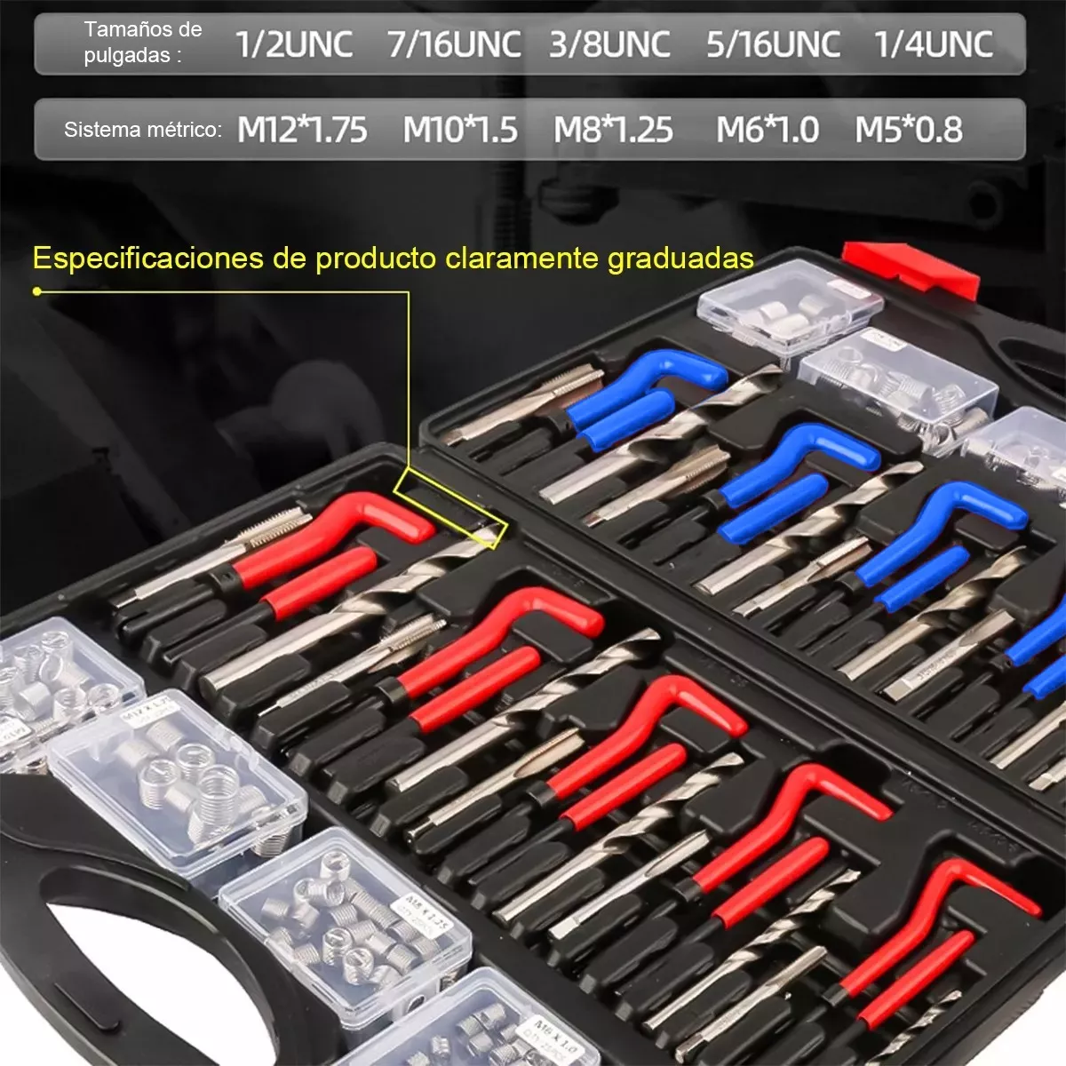 Kit Para Reparacion De Roscas Con Insertos Helicoil,262 Pcs