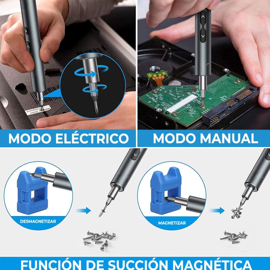 Mini Destornillador Eléctrico Kit Con 24 Puntas