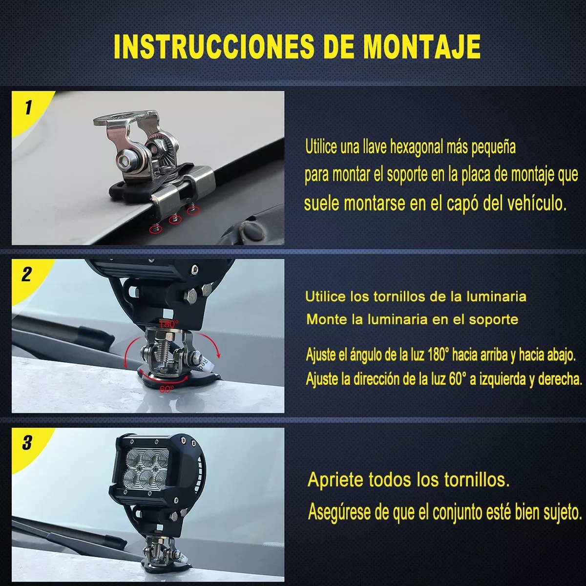 4pz Bases Faro Led Cofre Soporte Neblineros Barras Universal