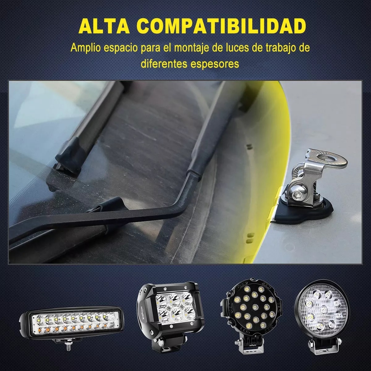 4pz Bases Faro Led Cofre Soporte Neblineros Barras Universal