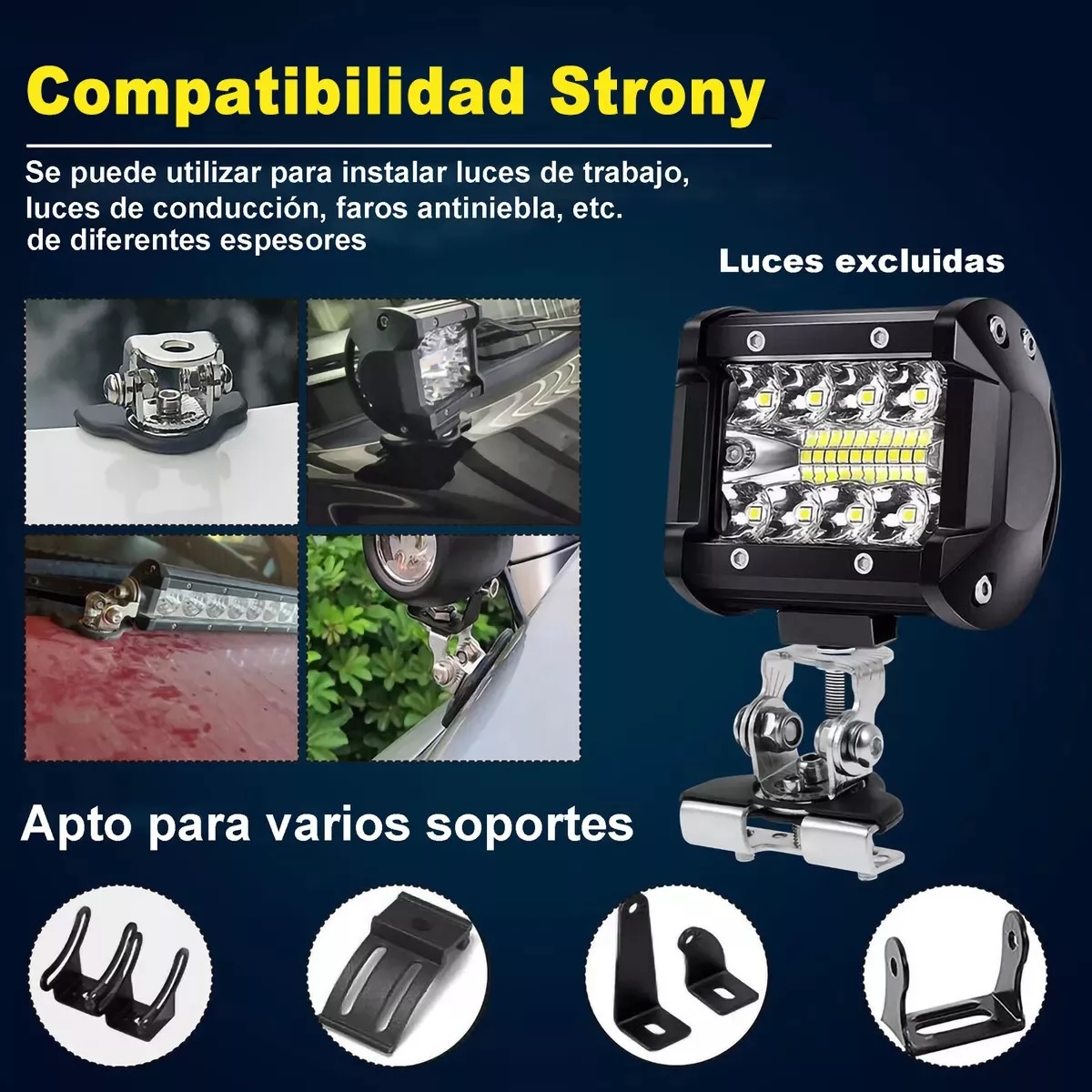 4pz Bases Faro Led Cofre Soporte Neblineros Barras Universal