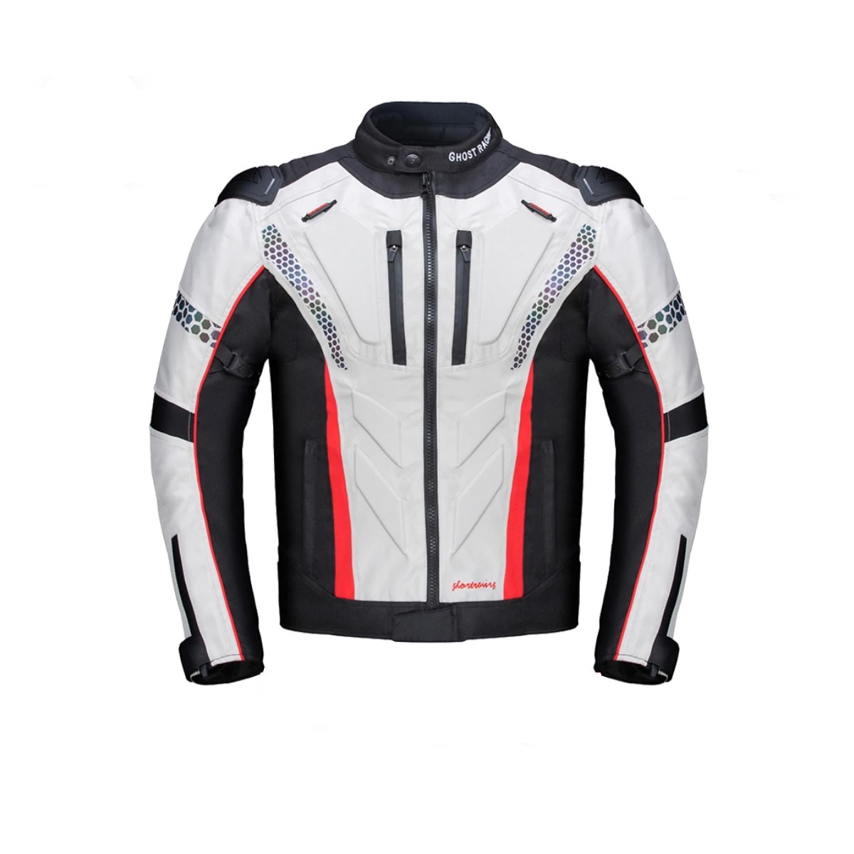 Chamarra Chaqueta blanco moto impermeable motocicleta protección armadura agua aire reflejante