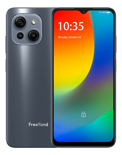 Celular Freeyond M5 Dual Sim 256 Gb Rom Gran Memoria 6.52 Hd Pantalla Ips Ai 3 Cámara 50mp 4g Lte 5000mah Batería 8 Gb Ram 8 Core Smartphone Gris