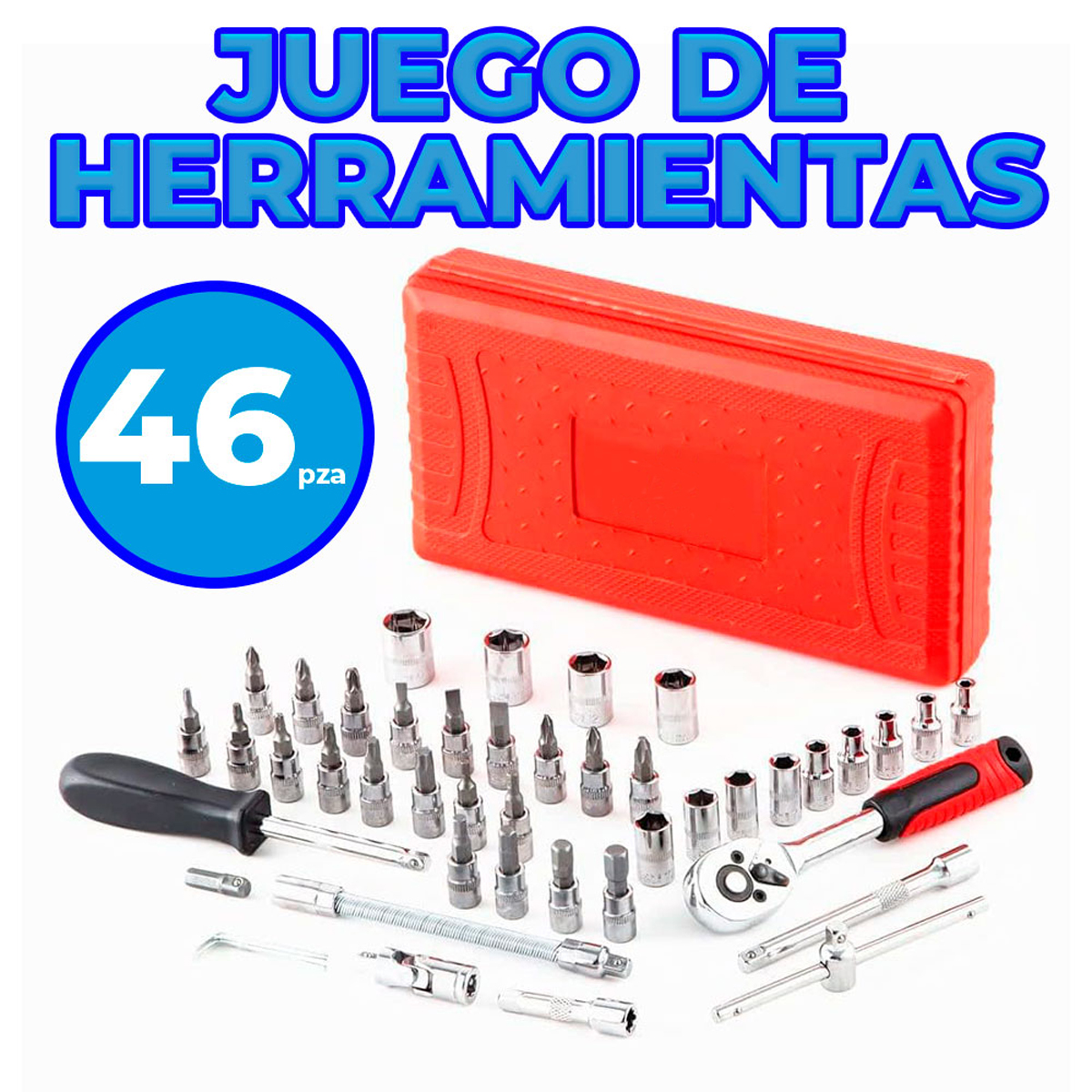 Juego de 46 Herramientas MecAnicas de 1/4 Pulgadas con Estuche de Almacenamiento
