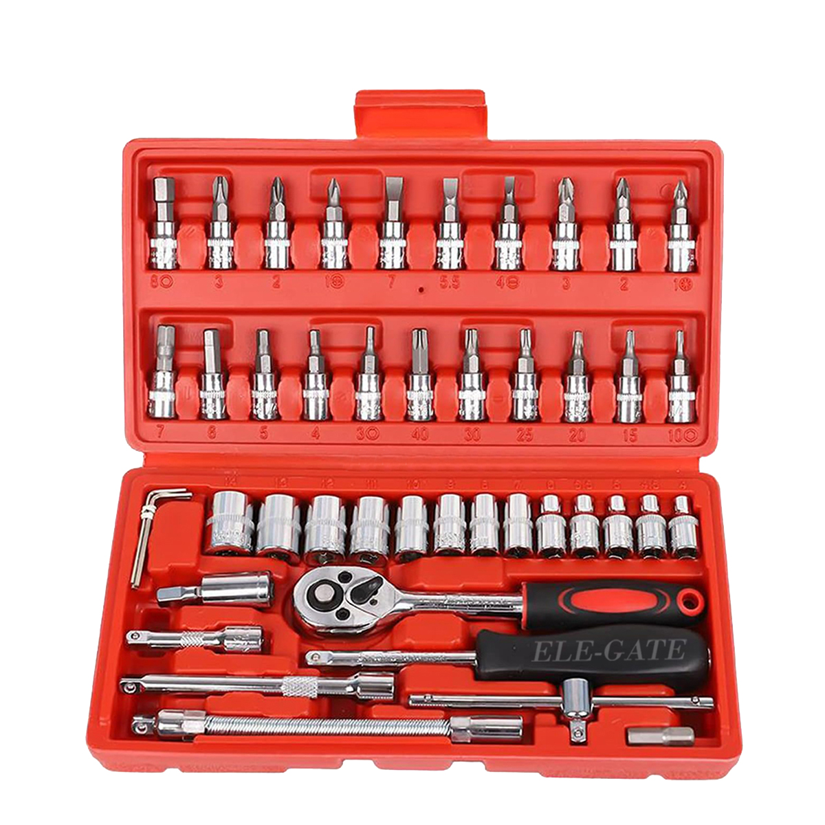 Juego de 46 Herramientas MecAnicas de 1/4 Pulgadas con Estuche de Almacenamiento