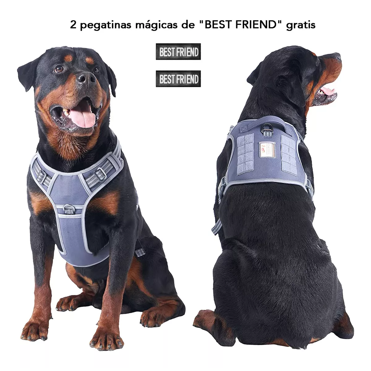 Chaleco Táctico Para Perro Pechera Militar K9 Ajustable Gris Talla S