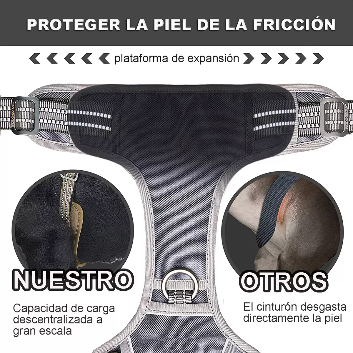 Chaleco Táctico Para Perro Pechera Militar K9 Ajustable Gris Talla S