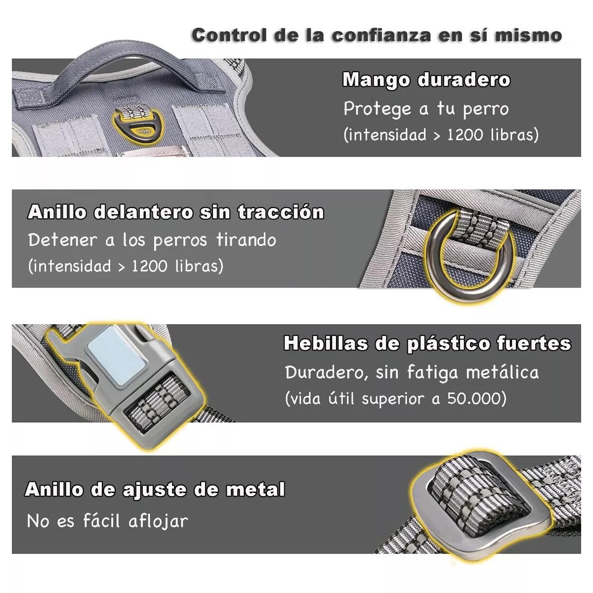 Chaleco Táctico Para Perro Pechera Militar K9 Ajustable Gris Talla S