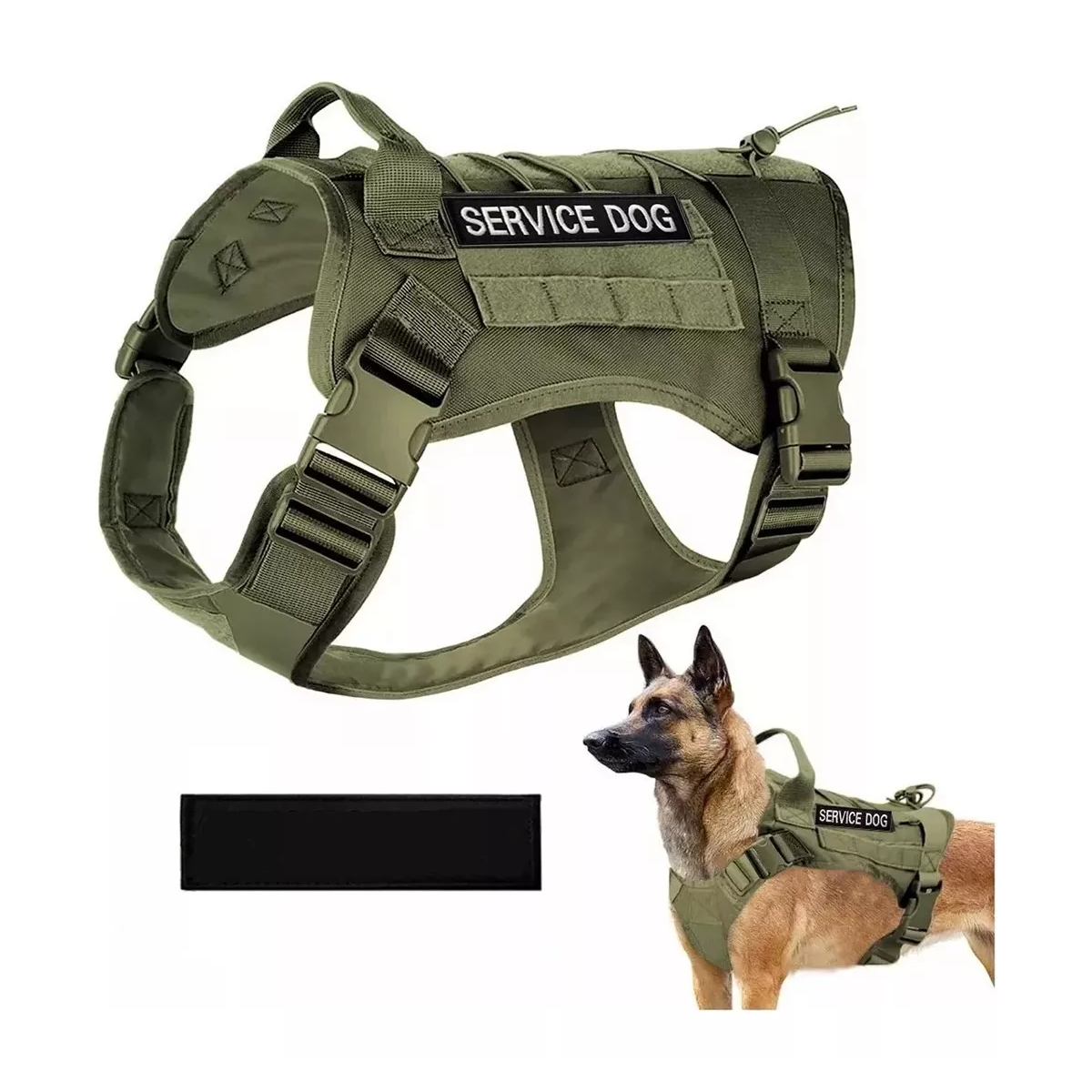 Pechera Táctica Arnés Para Perro Verde Militar Talla M