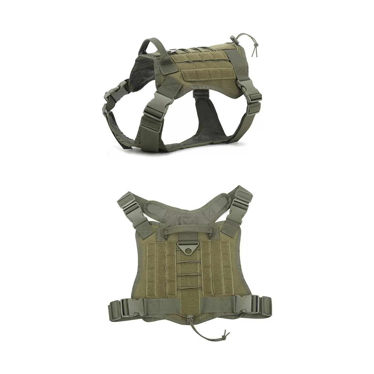 Pechera Táctica Arnés Para Perro Verde Militar Talla M
