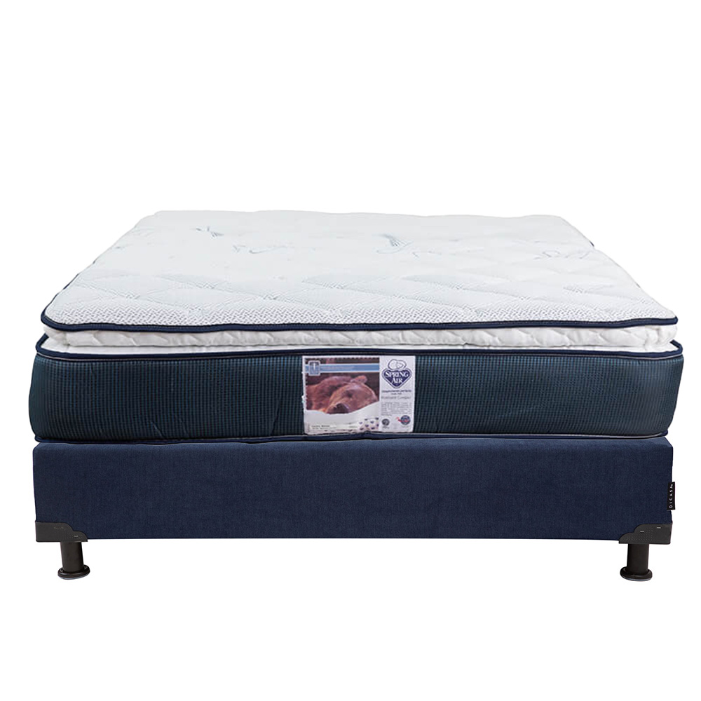 Colchon Queen Size Spring Air Monaco con Box, Almohada One, Sabanas, Protector y Edredon