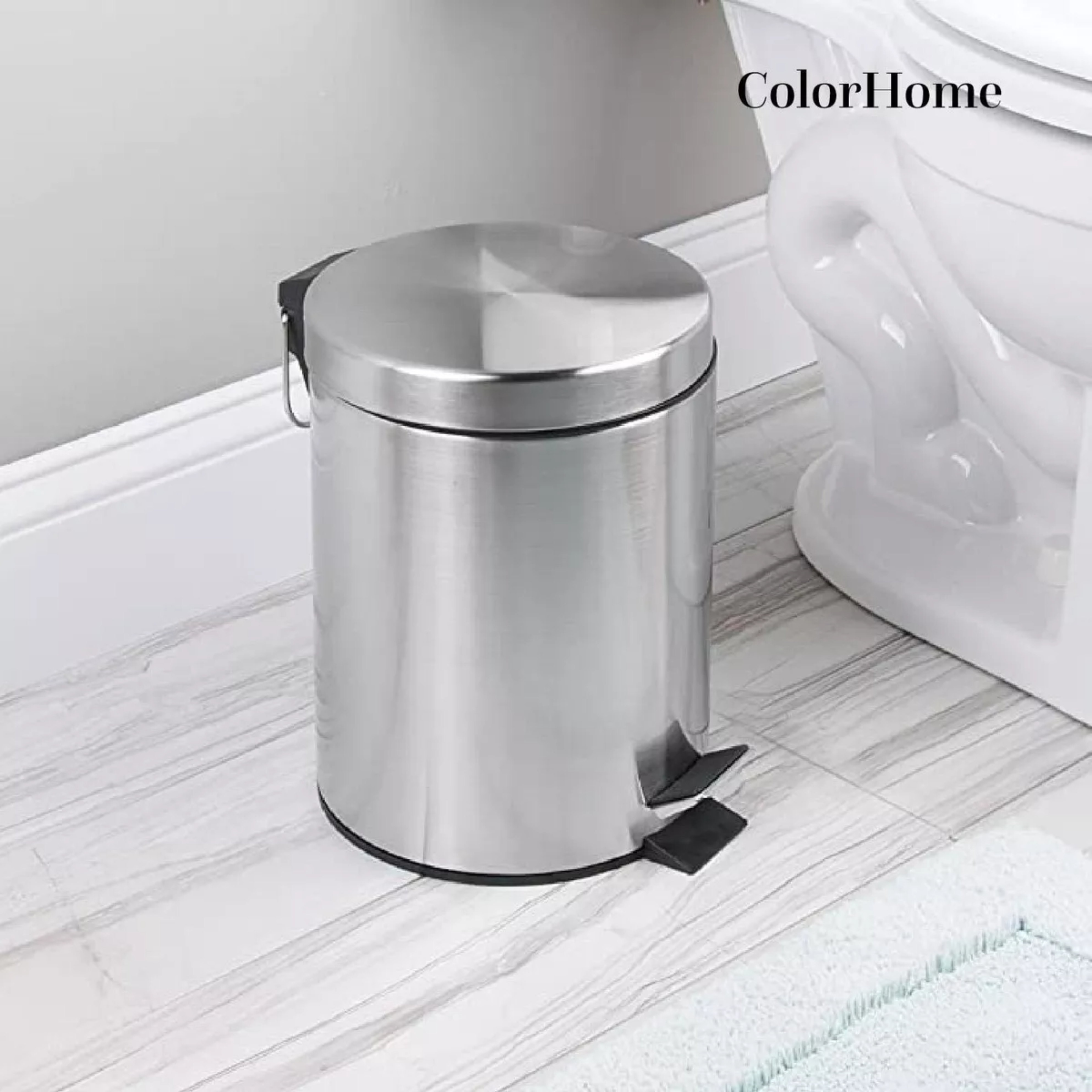 Set Botes De Basura 7 Y 12 Litros Acero Inox C/pedal Cocina Color Gris