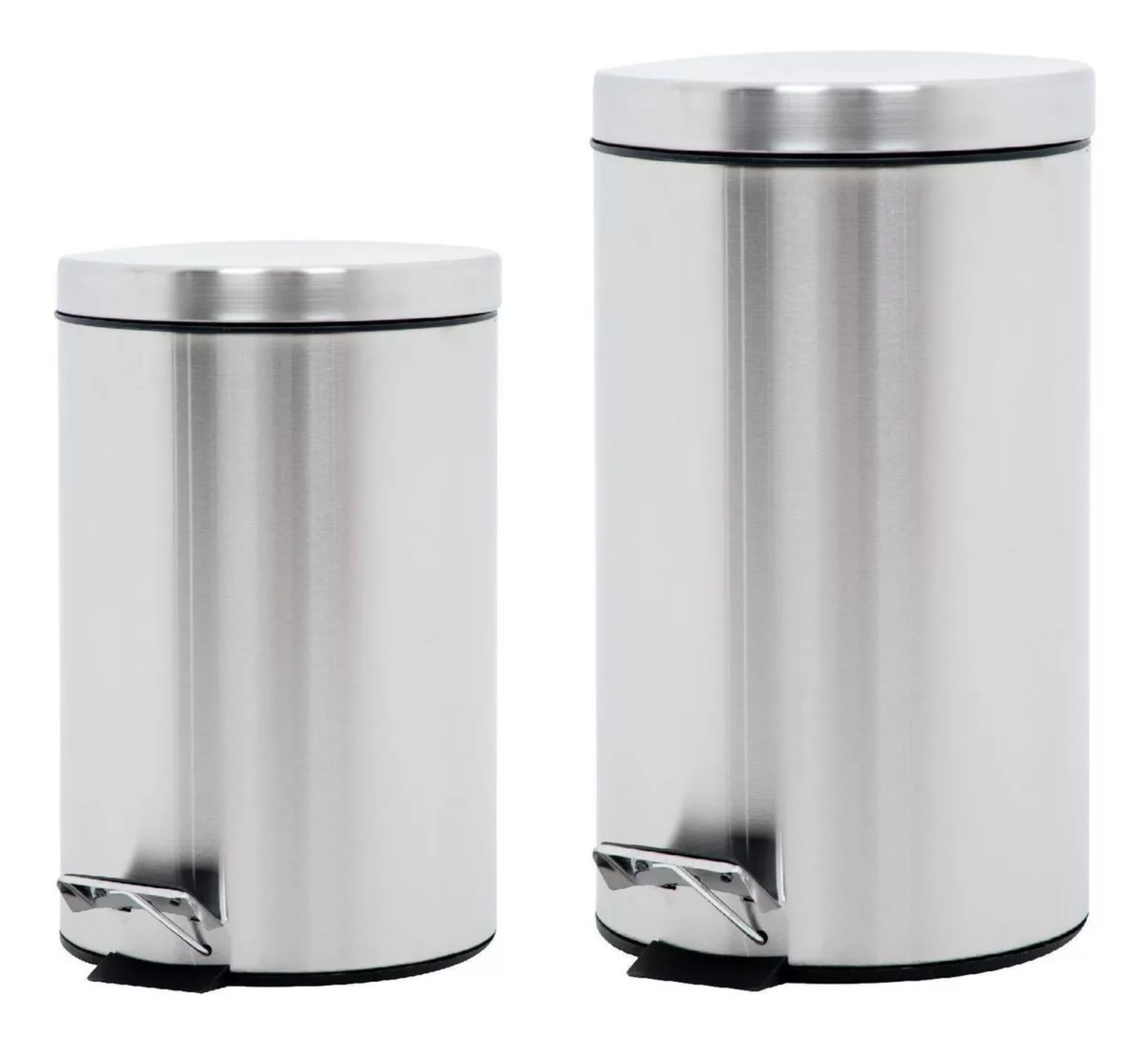 Set Botes De Basura 7 Y 12 Litros Acero Inox C/pedal Cocina Color Gris