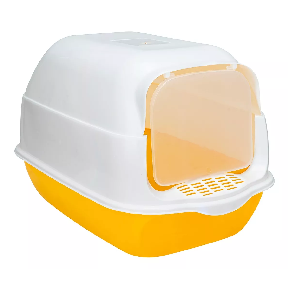 Arenero Sanitario Cerrado Para Gato Con Pala Puerta Abatible Naranja