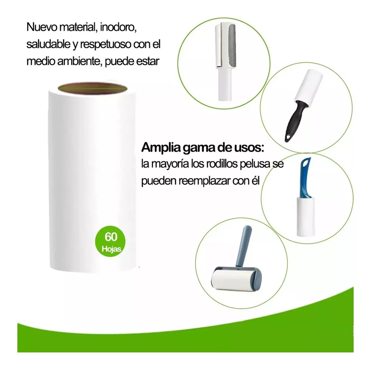 Set 8p Rodillo Quita Pelusa Y Pelo De Removedor Mascota Adhesivo