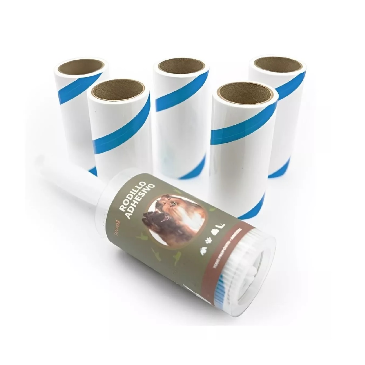 Rollo Quita Pelusa Pelo Perro Gato Base + 5 Repuestos Adhes Color Blanco