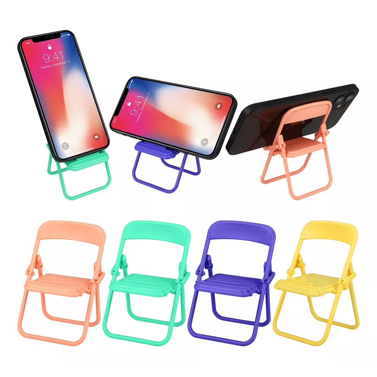 10 Pzas Soporte Porta Celular Forma Silla Plegable Colores