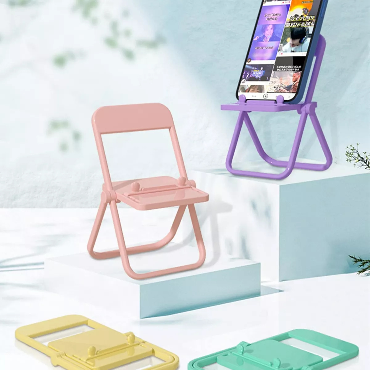 10 Pzas Soporte Porta Celular Forma Silla Plegable Colores