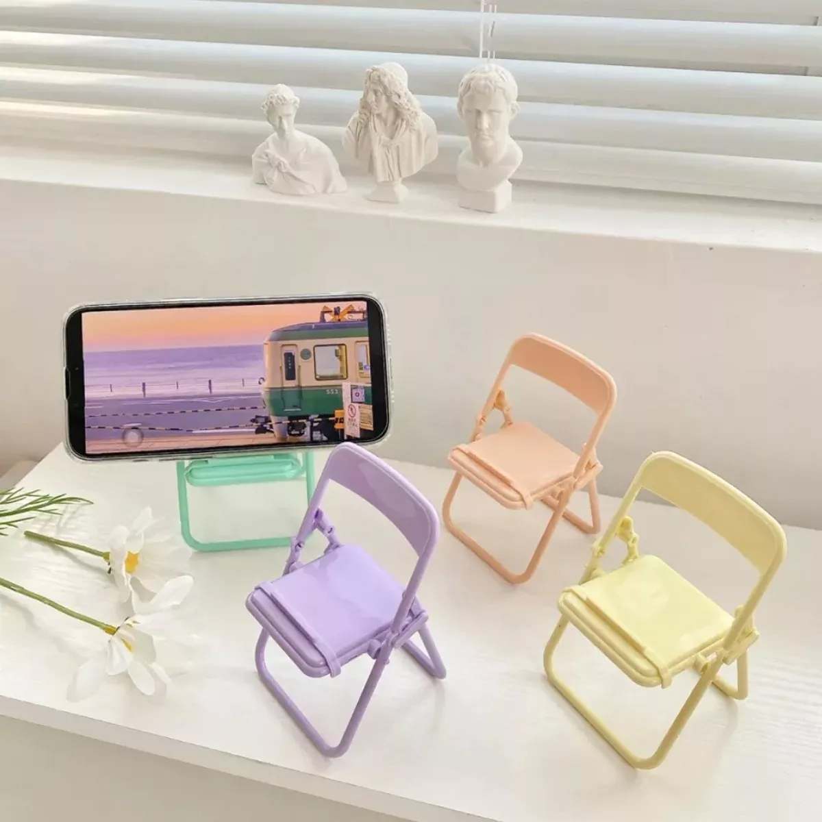 10 Pzas Soporte Porta Celular Forma Silla Plegable Colores