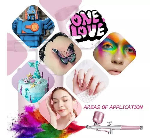 Aerógrafo Compresor Pistola Kit Multiuso Portatil Maquillaje Rosa