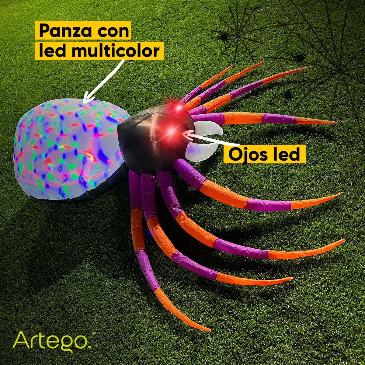 Inflable de Halloween Araña spider para exteriores multiled - 2.2m