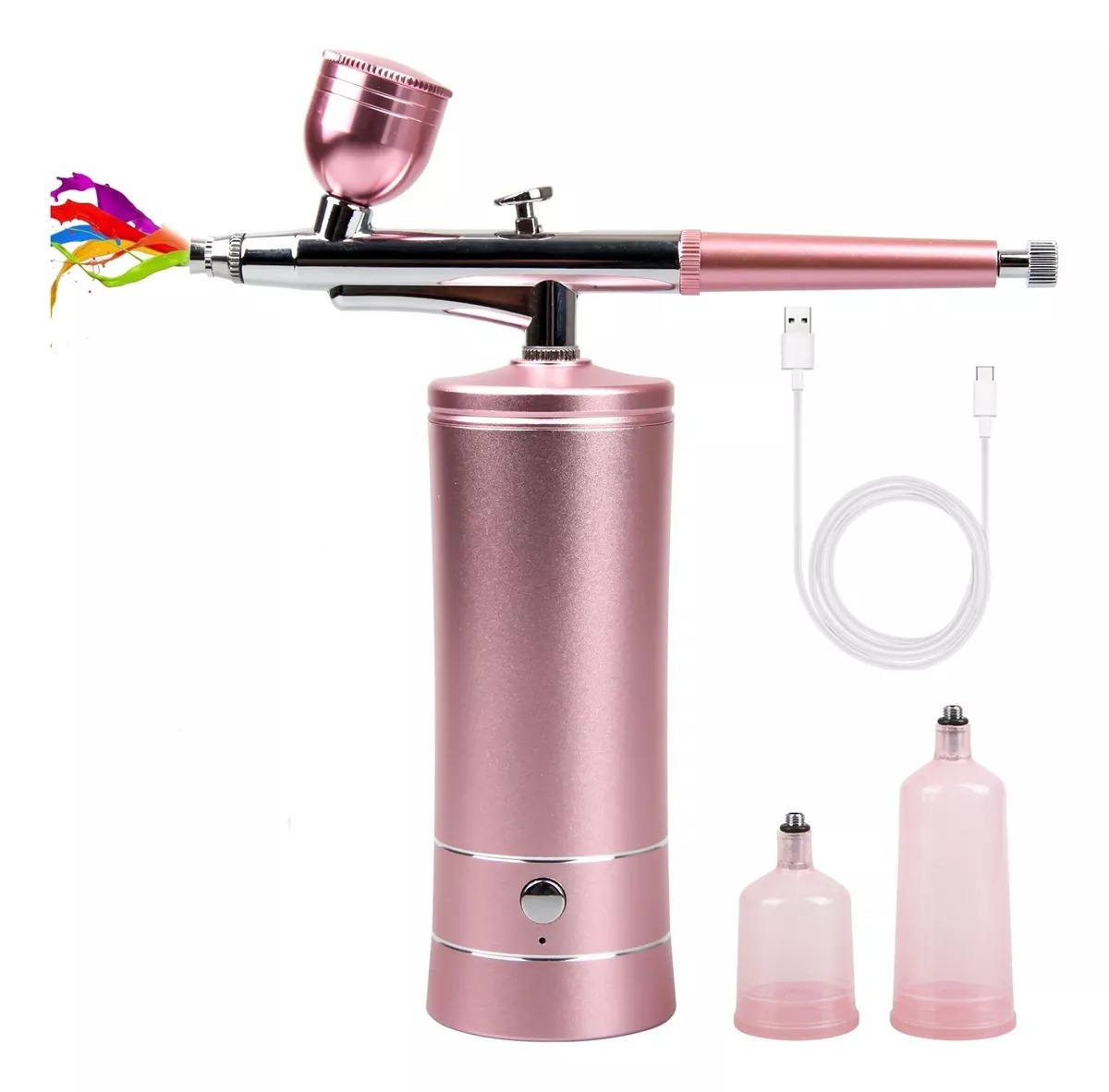 Aerógrafo Compresor Pistola Kit Multiuso Portatil Maquillaje Rosa