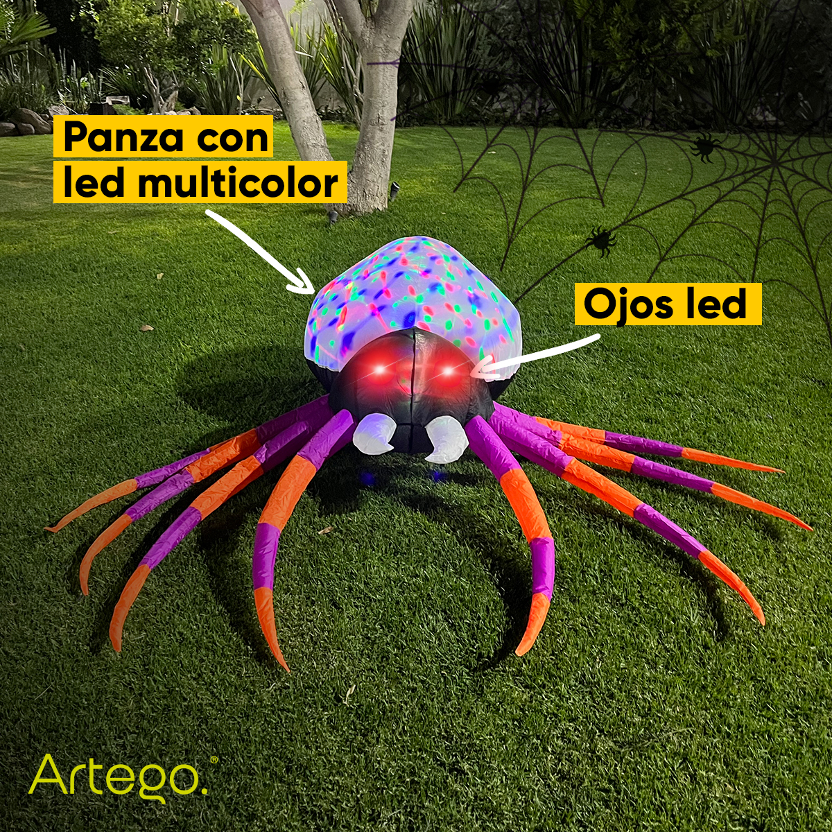 Inflable de Halloween Araña spider para exteriores multiled - 2.2m