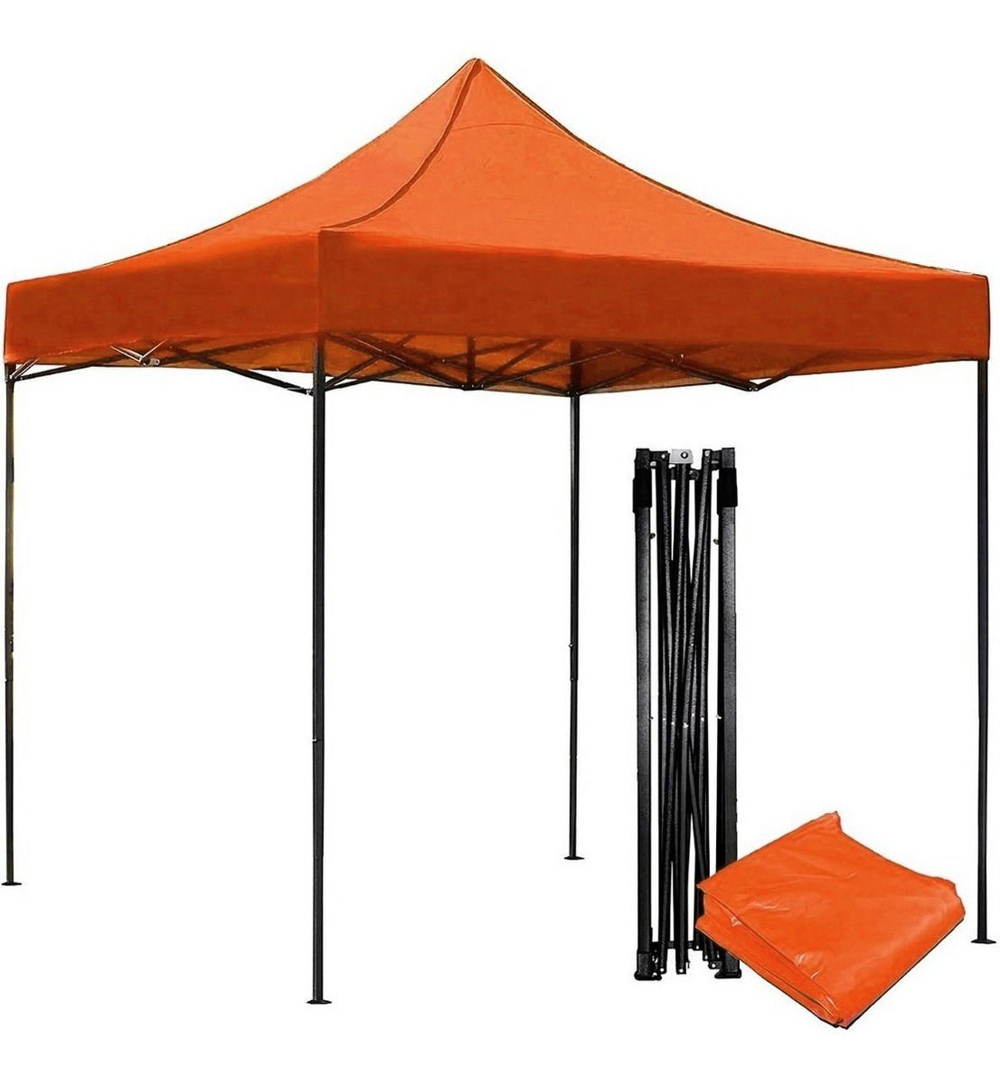 Carpa 3x3 Toldo Plegable Impermeable Lona Naranja Reforzada Jardin Exterior