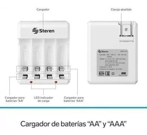 Cargador De Baterías Aa/aaa Con 4 Pilas Aa Recargable