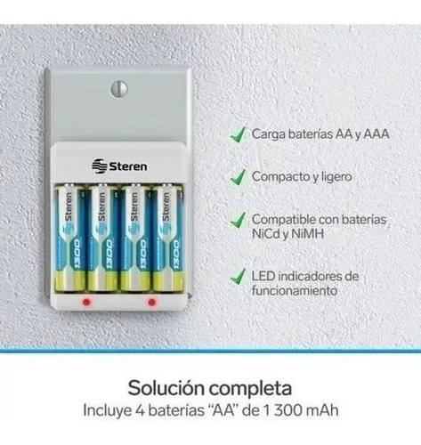 Cargador De Baterías Aa/aaa Con 4 Pilas Aa Recargable