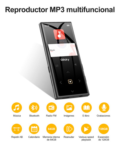 64 Gb Reproductor Musica Mp3 Mp4 Bluetooth Fm Con Altavoces