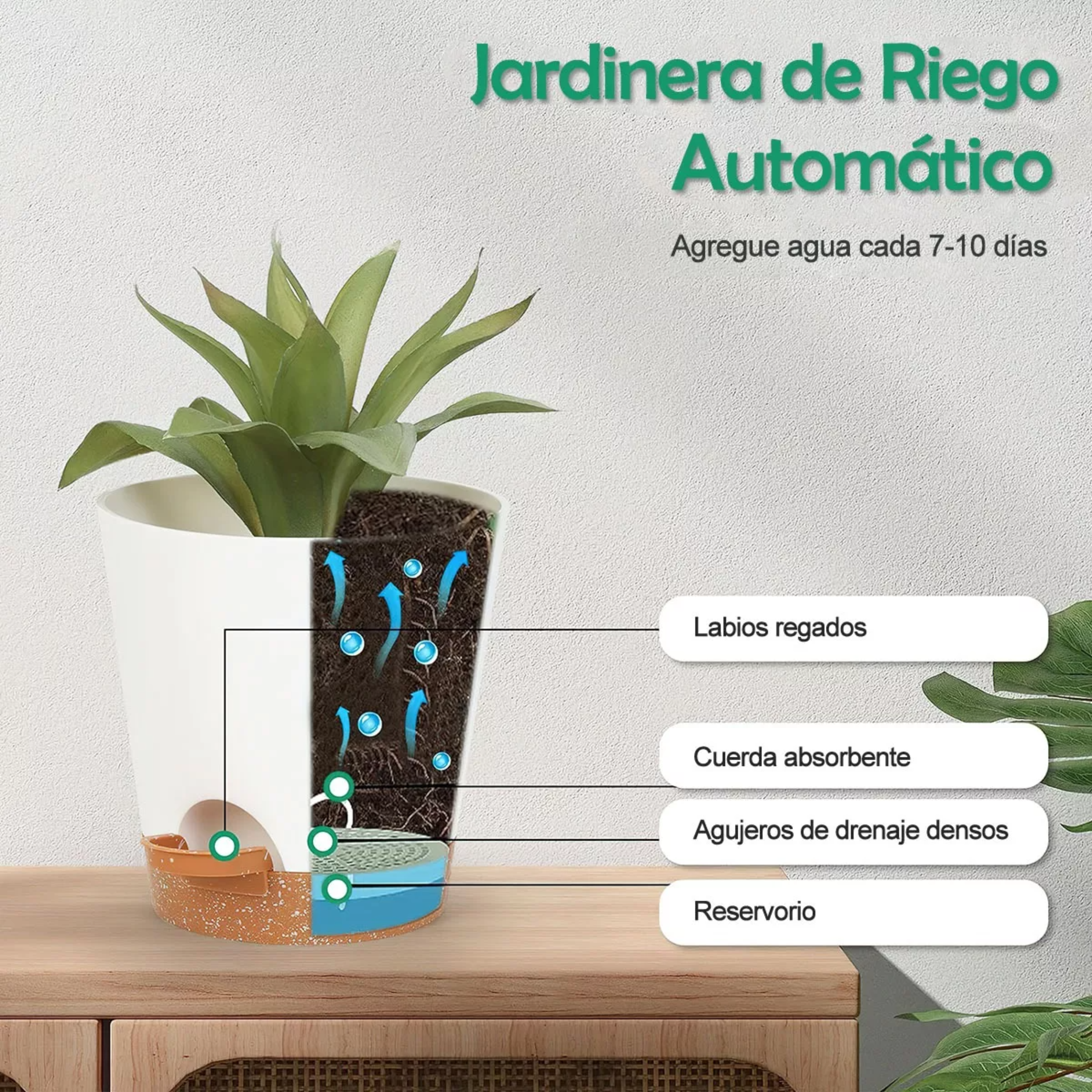 6 Pcs Macetas De Plástico Con Riego Automático Para Plantas