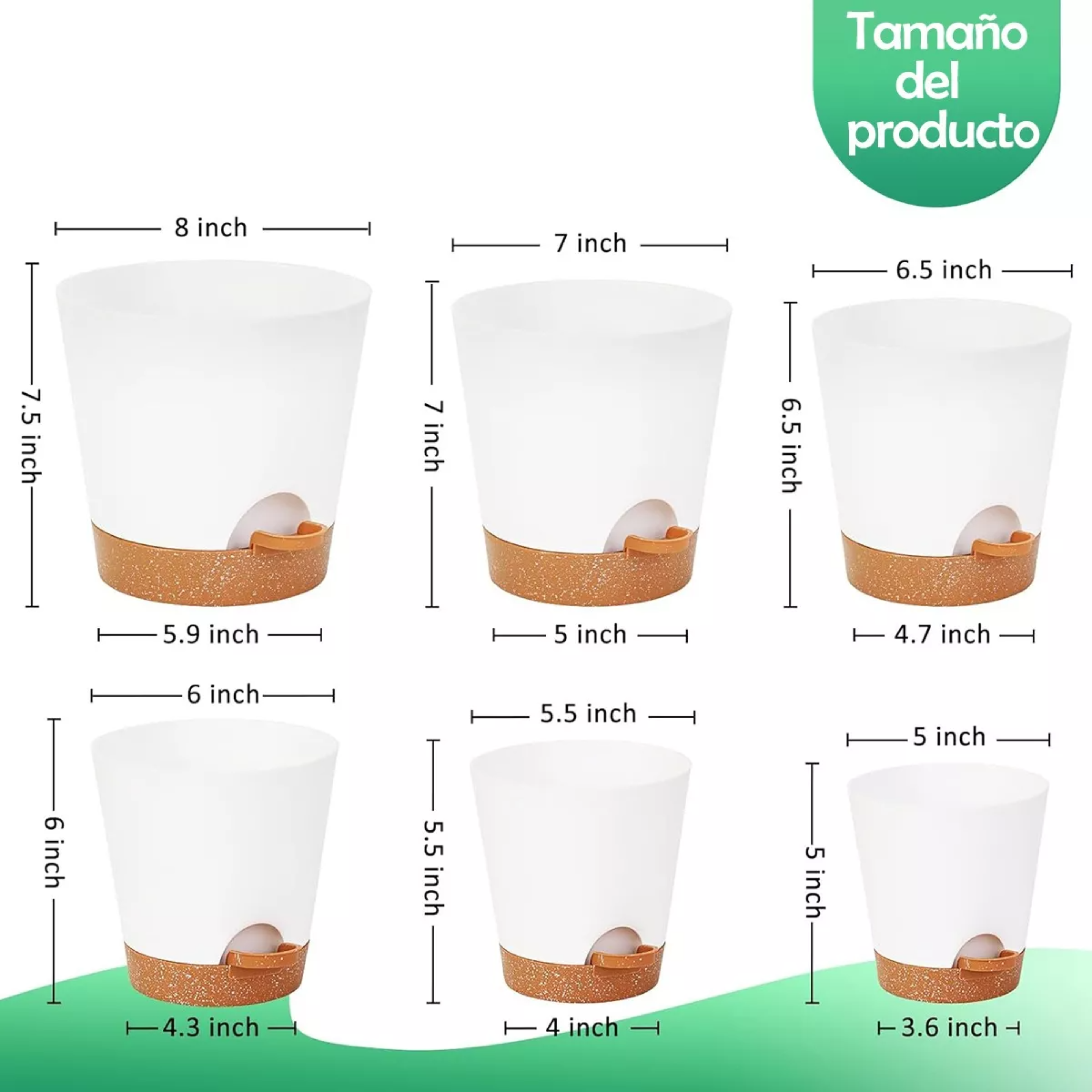 6 Pcs Macetas De Plástico Con Riego Automático Para Plantas