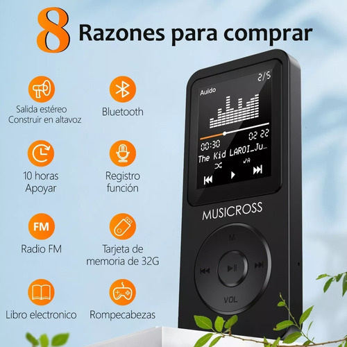 Reproductor Música Digital Mp3 Mp4 Con Bluetooth Fm 32gb