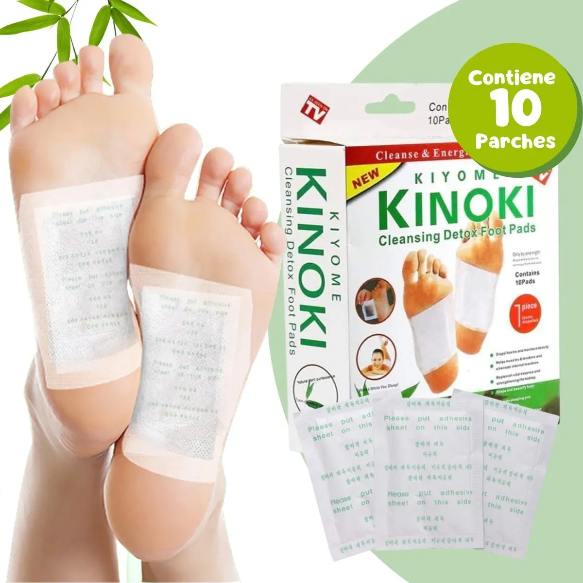 Parches Detox Kinoki Original Pies Anti Fatiga Y Cansancio
