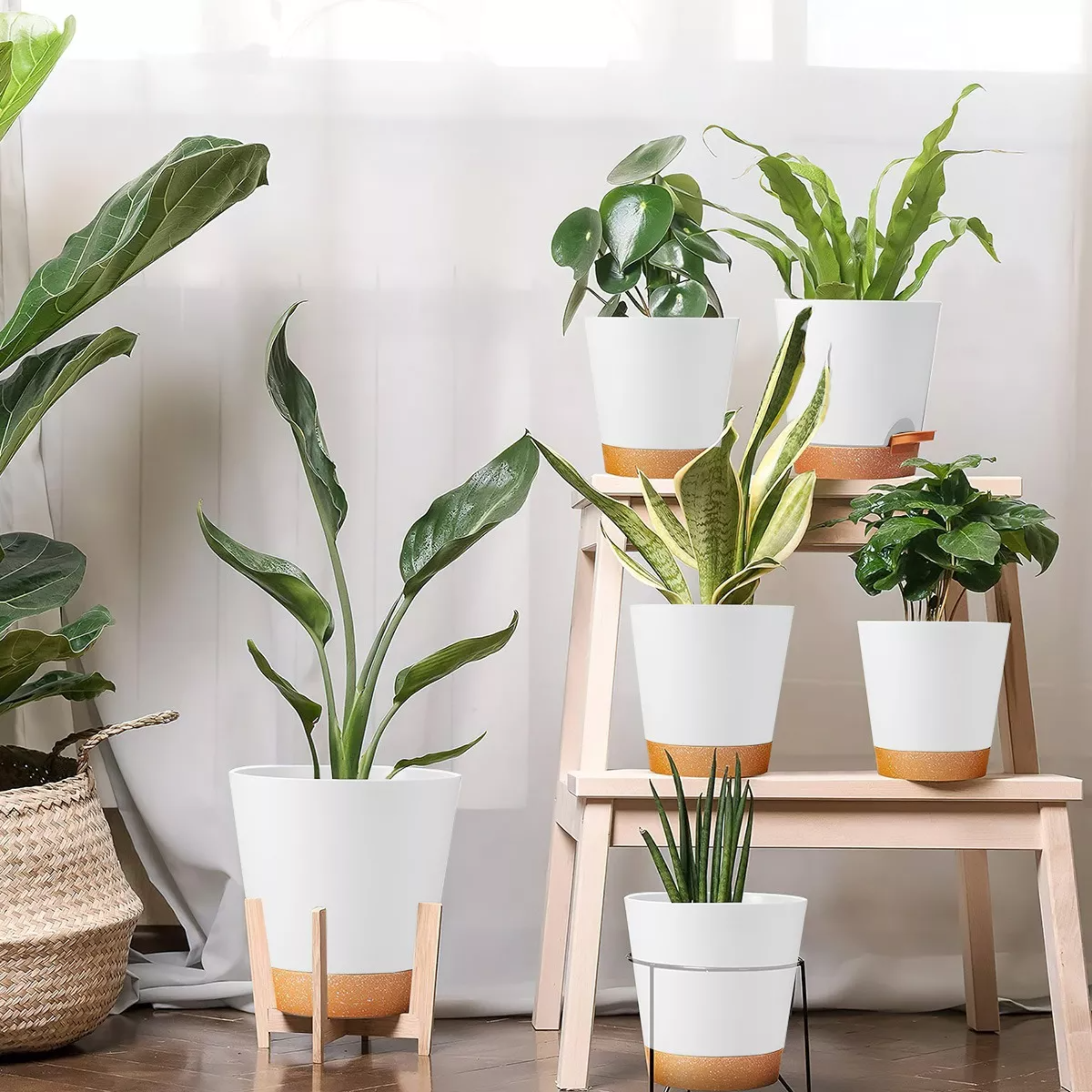 6 Pcs Macetas De Plástico Con Riego Automático Para Plantas