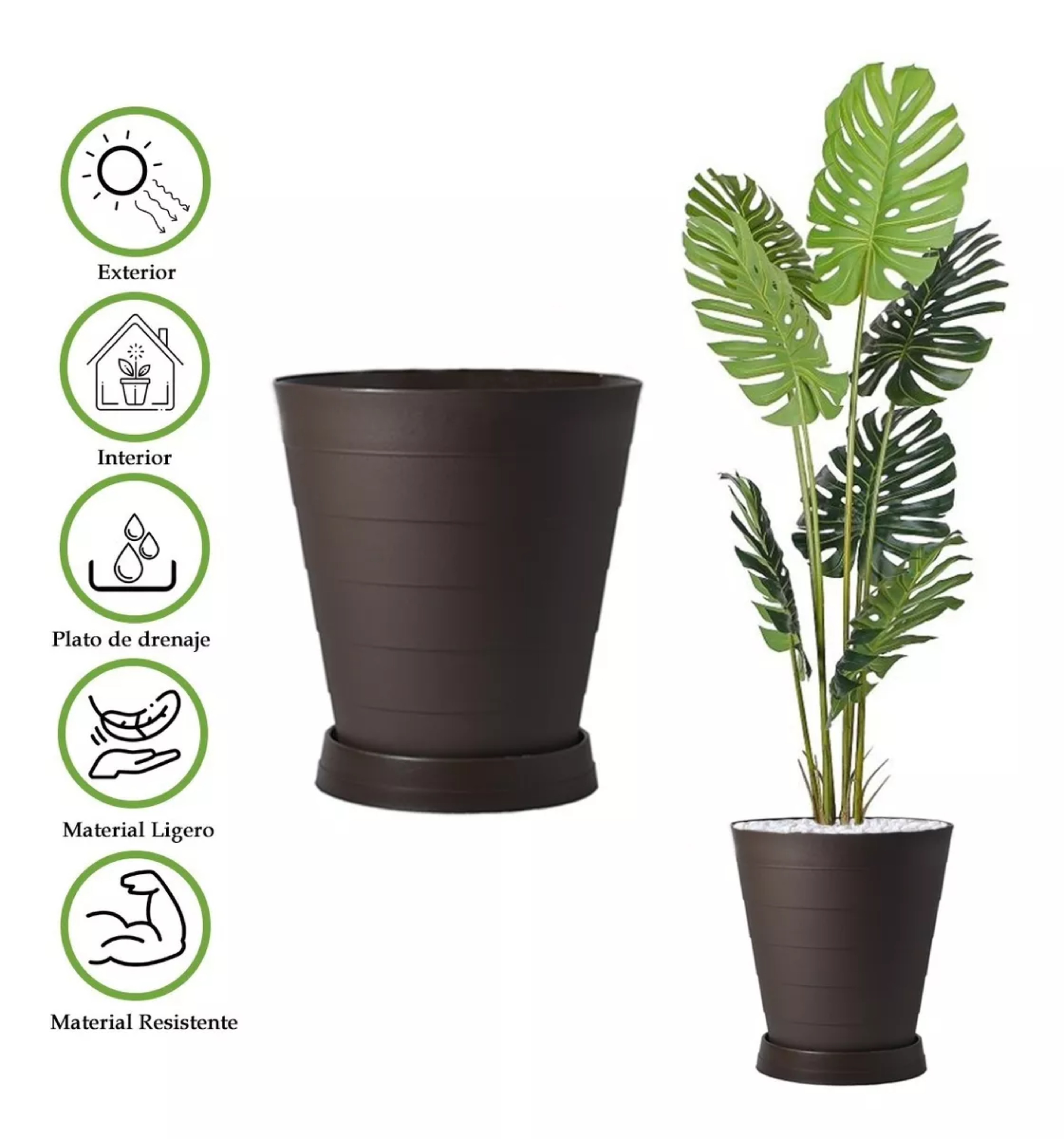 2 Macetas Grande Moderna Minimalista Interior Exterior Plato