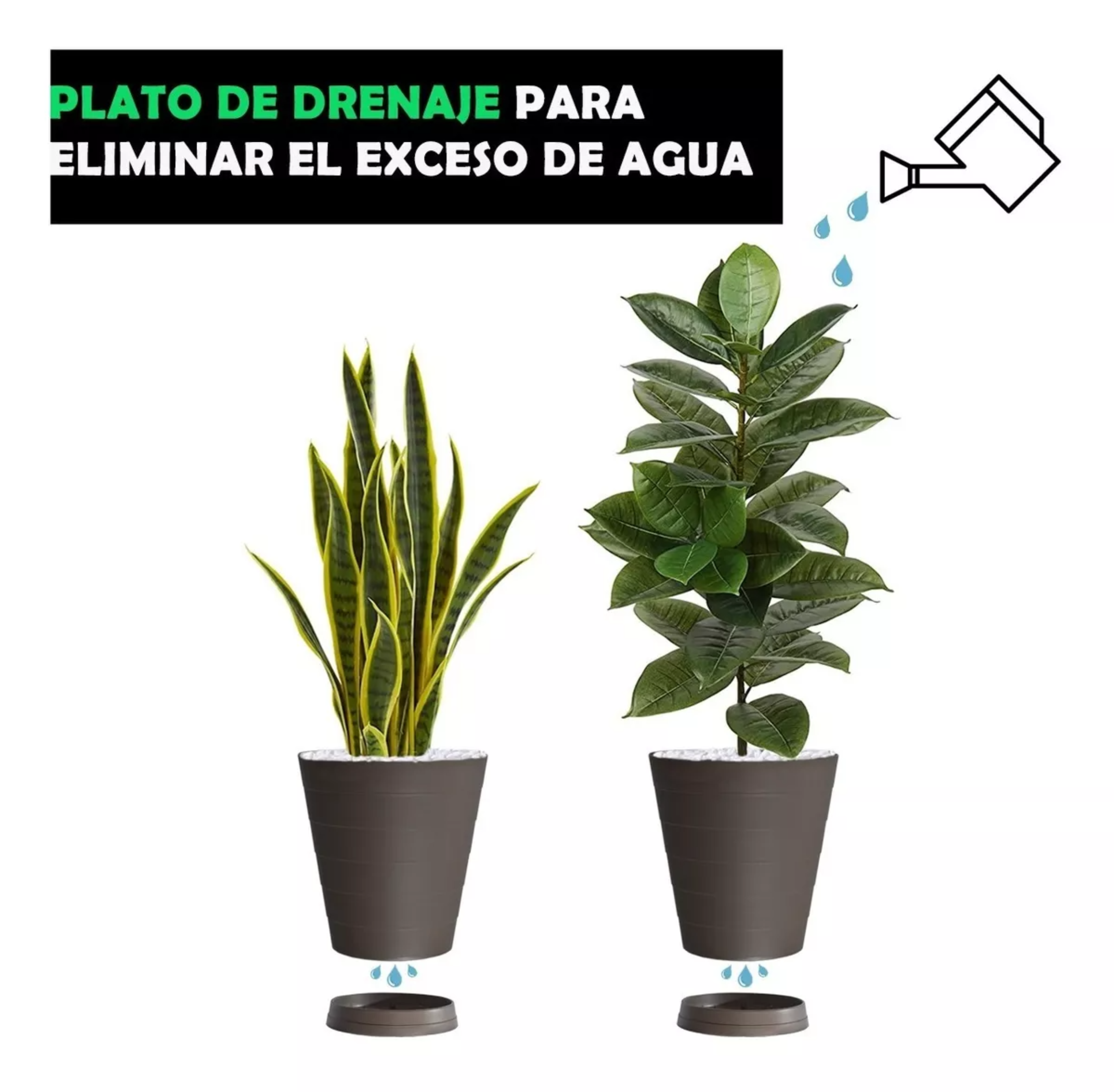 2 Macetas Grande Moderna Minimalista Interior Exterior Plato