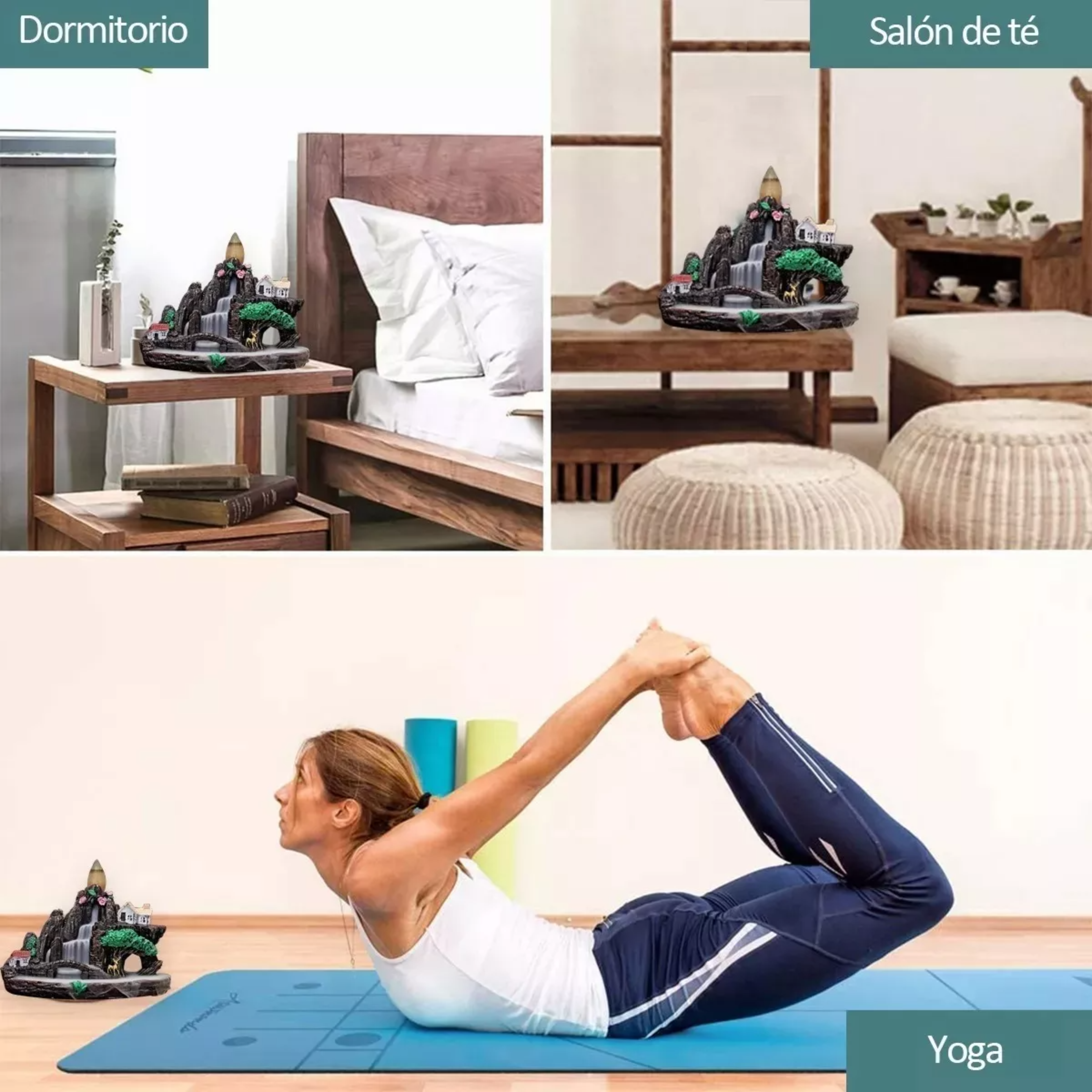 Quemador De Incienso Con Cascada+120 Inciensos De Reflujo
