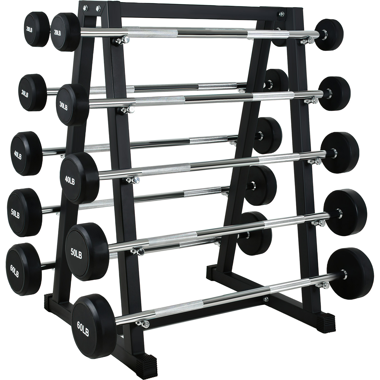 Rack 10 Barras Rectas 20 A 60 Lb Soporte Estante Pesas