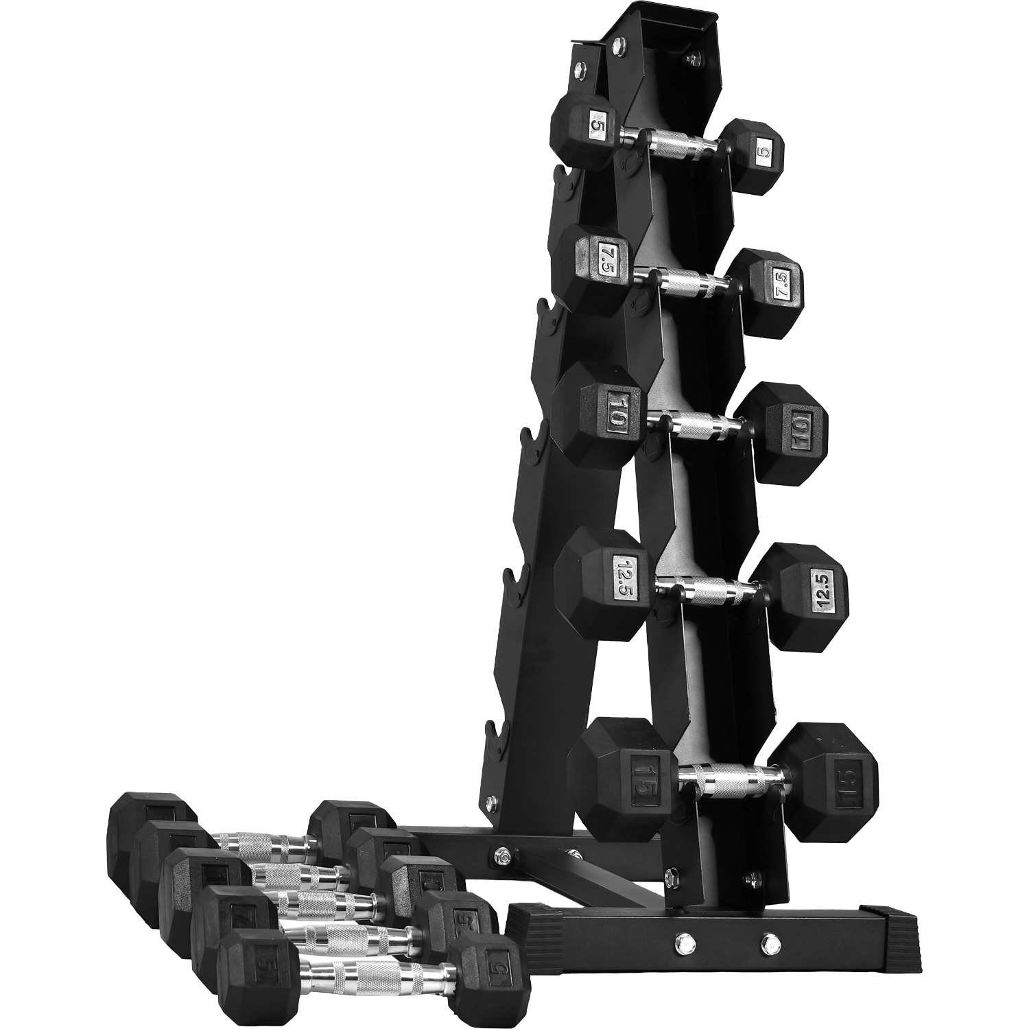 Rack 10 Pesas Hexagonales Mancuernas 5-15 Lb Soporte Estante