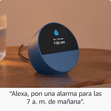 Echo Spot (modelo de 2024), despertador inteligente con sonido vibrante y Alexa, Azul